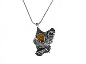 Face and Hand - Human Landscapes - Handmade Sterling Silver Necklace