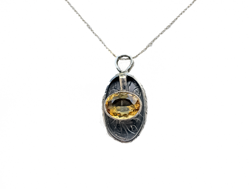 Gold Citrine - Handmade Silver Necklace - Custom Design