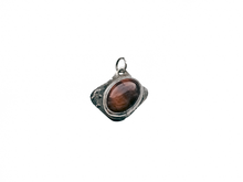 Load image into Gallery viewer, Maroon Tiger&#39;s Eye - Handmade Sterling Silver Metal Bronze Necklace