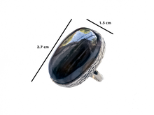 Load image into Gallery viewer, Navy Tiger&#39;s Eye - Handmade Sterling Silver Ring