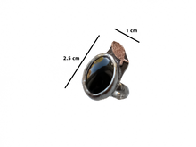 Load image into Gallery viewer, Obsidian -  Handmade Sterling Silver Copper Ring