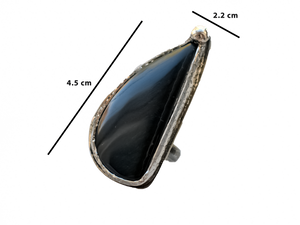 Obsidian - Handmade Sterling Silver Metal Ring