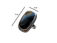 Load image into Gallery viewer, Obsidian - Handmade Sterling Silver Metal Ring