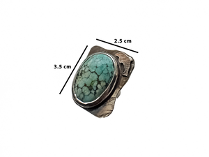 Turquoise - Handmade Sterling Silver Bronze Metal Ring