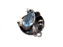 Load image into Gallery viewer, London Blue Topaz - Handmade Sterling Silver Bronze Ring