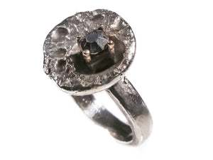 Hematite - Handmade Sterling Silver Bronze Moon Ring