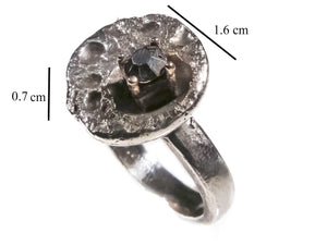 Hematite - Handmade Sterling Silver Bronze Moon Ring